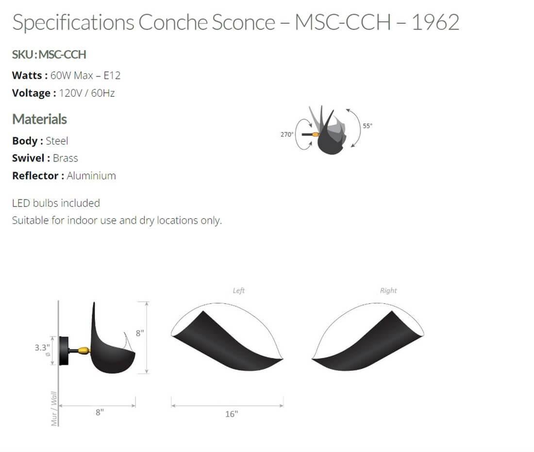 Serge Mouille – Conche-Wandleuchter in Weiß (Französisch) im Angebot