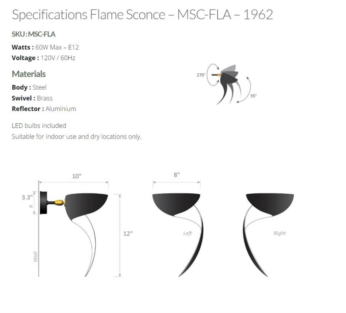 Serge Mouille – Flammen-Wandleuchter in Schwarz – SCHWARZ – AUSVERKAUFT! (Aluminium) im Angebot