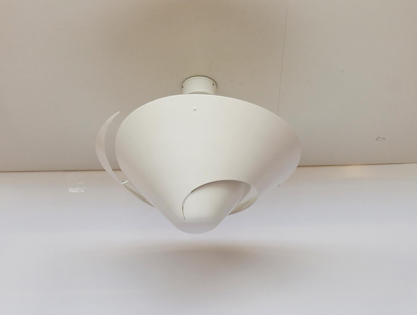 Mid-Century Modern Serge Mouille - Small Snail Ceiling Lamp in White - IN STOCK! For Sale
