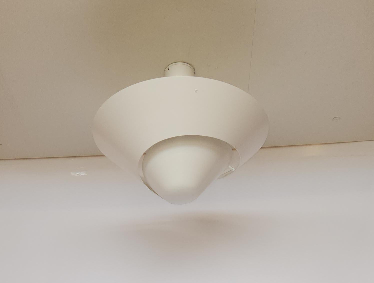 Painted Serge Mouille - Small Snail Ceiling Lamp in White - IN STOCK! For Sale