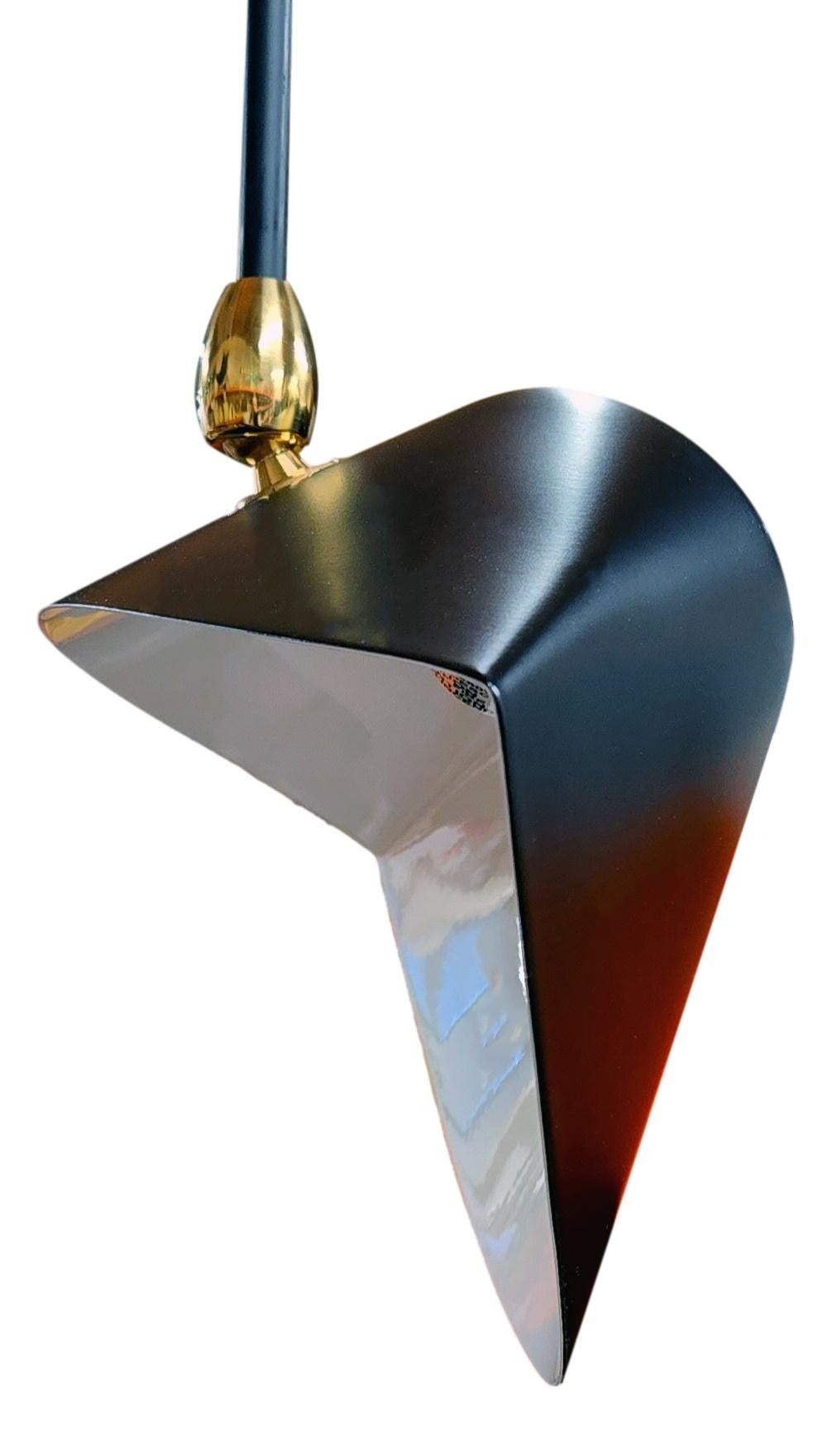 Metallo Serge Mouille - Lampada da soffitto Spider a 5 bracci cadenti in nero, altezza 53