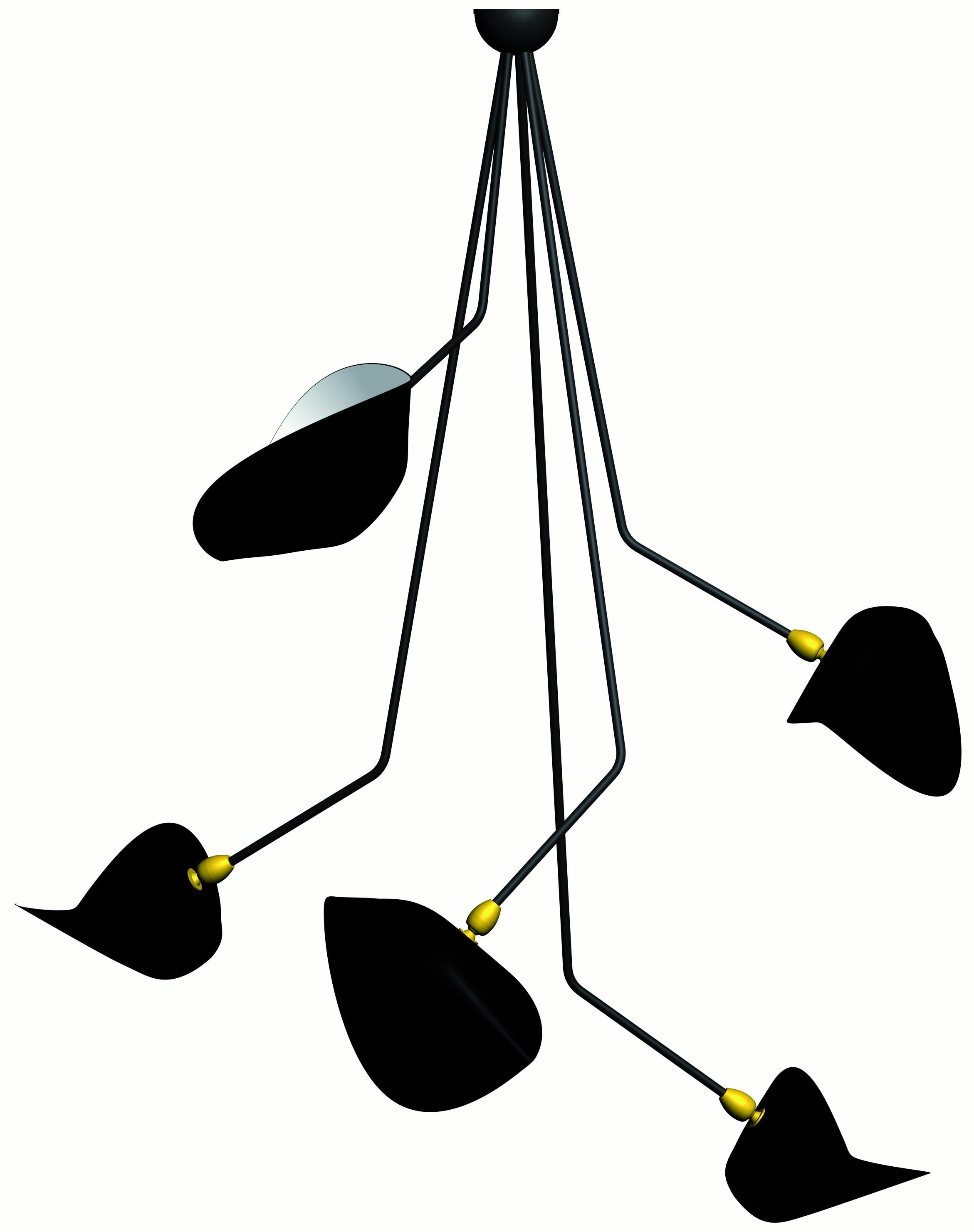 Serge Mouille - Lampada da soffitto Spider con 5 braccia cadenti in Whiting In condizioni Nuovo in vendita a Stratford, CT