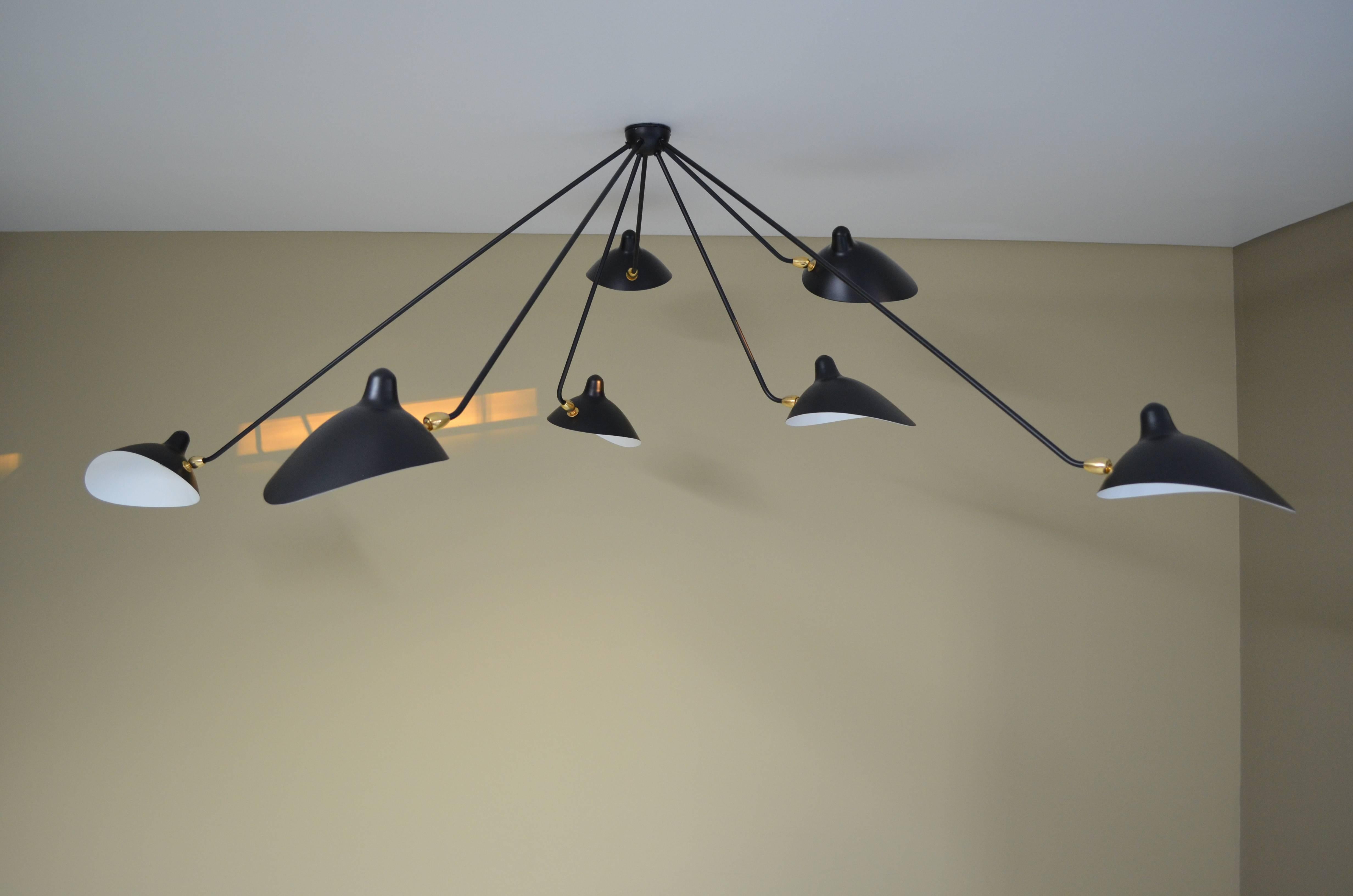 Mid-Century Modern Serge Mouille - Spider Ceiling Lamp with 7 Arms For Sale