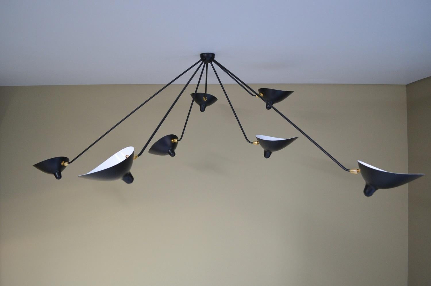 French Serge Mouille - Spider Ceiling Lamp with 7 Arms For Sale
