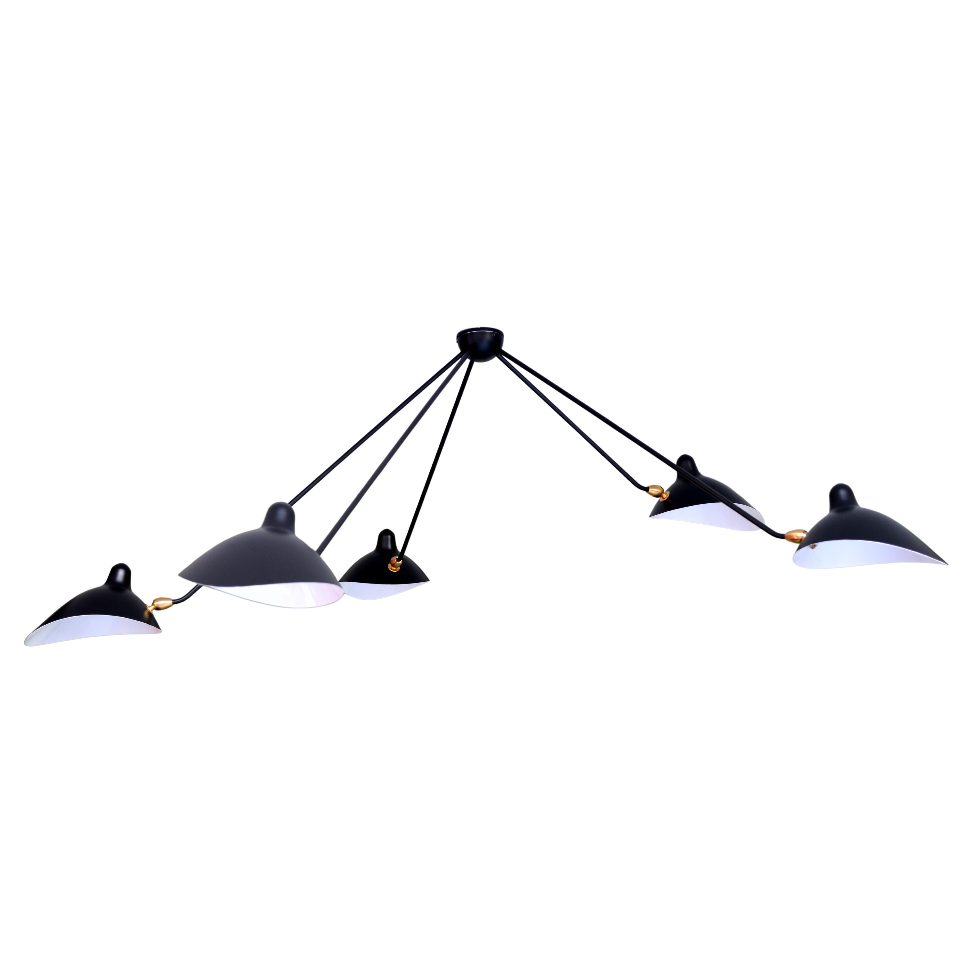 Serge Mouille - Spider Ceiling Lamp with 5 Arms For Sale