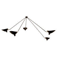 Serge Mouille Spider Ceiling Lamp with Five Arms in Black