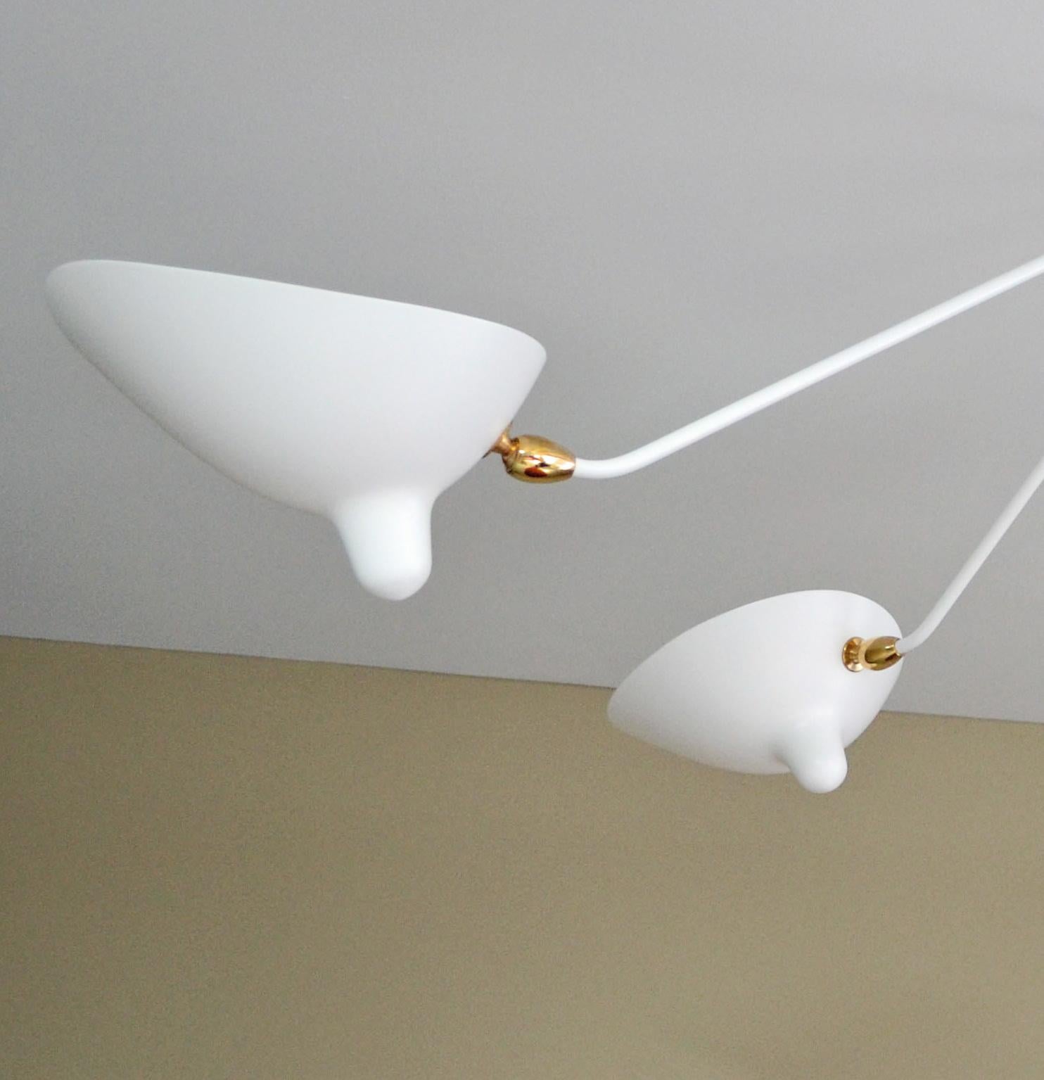 Painted Serge Mouille - Spider Ceiling Lamp with 5 Arms in White For Sale