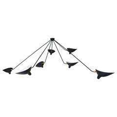 Serge Mouille Spider Ceiling Lamp with Seven Arms in Black