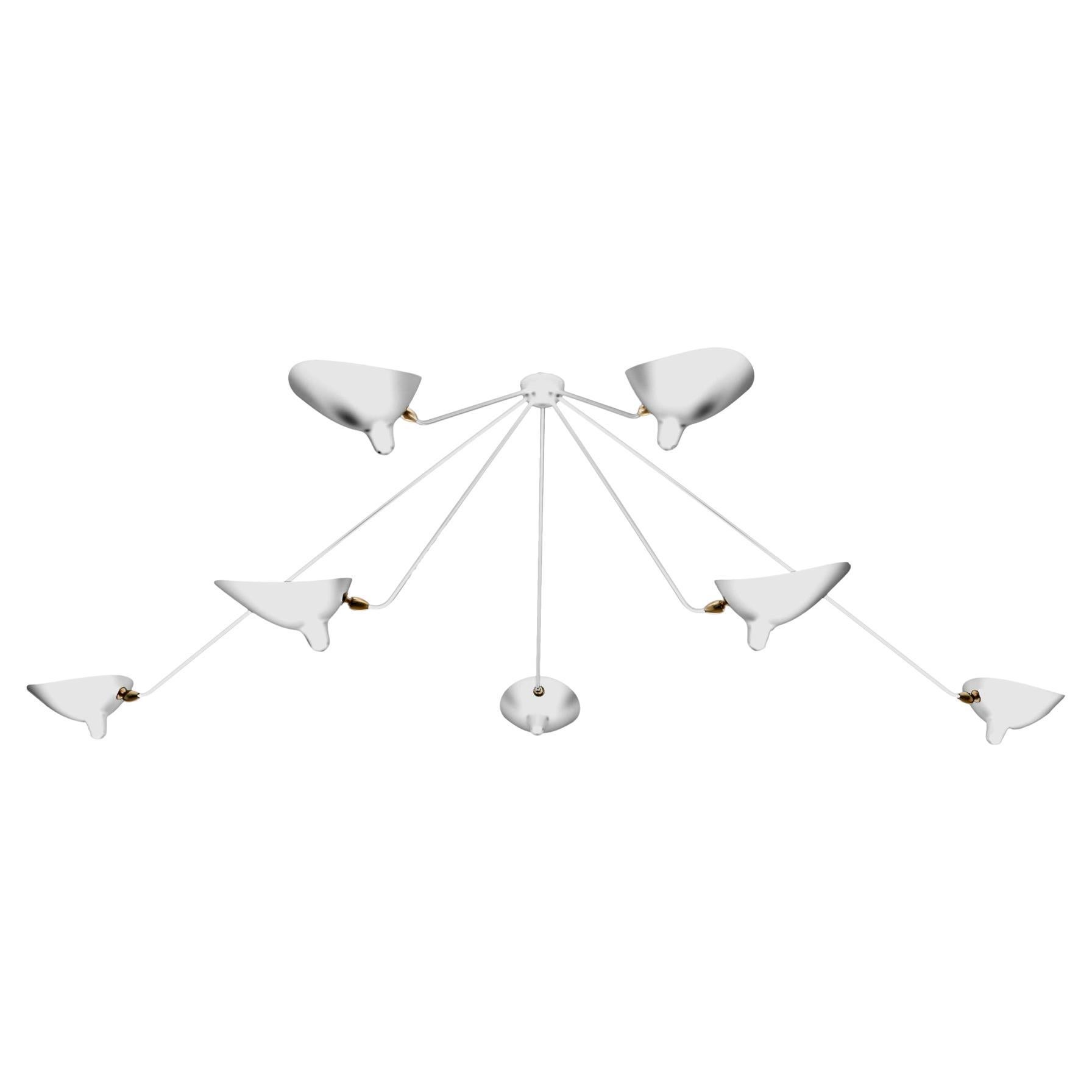 Serge Mouille - Spider Ceiling Lamp with 7 Arms in White For Sale