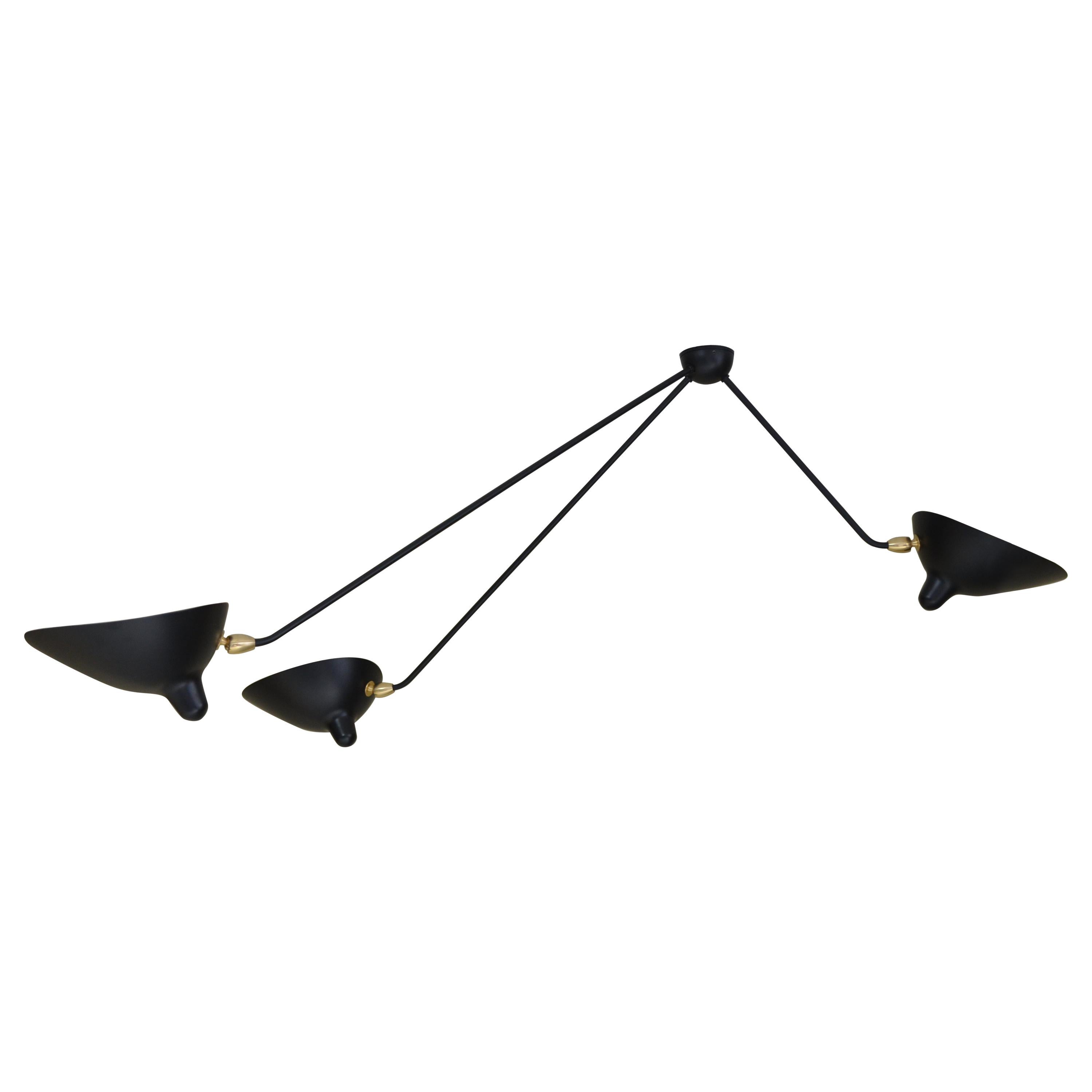 Serge Mouille Spider Ceiling Lamp with Three Arms For Sale