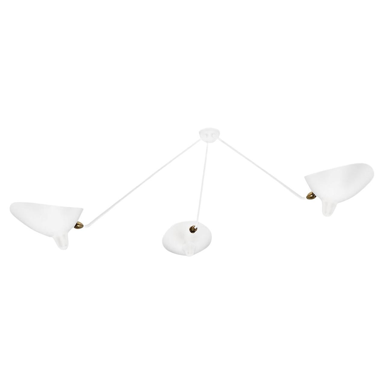 Serge Mouille Spider Ceiling Lamp with Three Arms in White