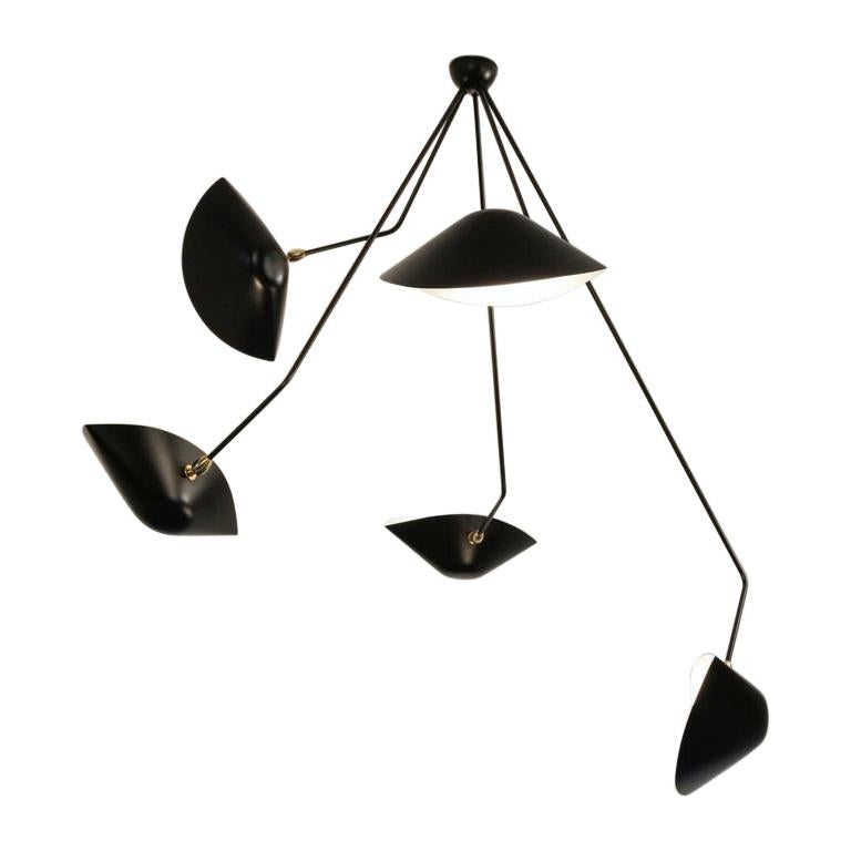 Serge Mouille Spider Five Broken Arms Ceiling Lamp