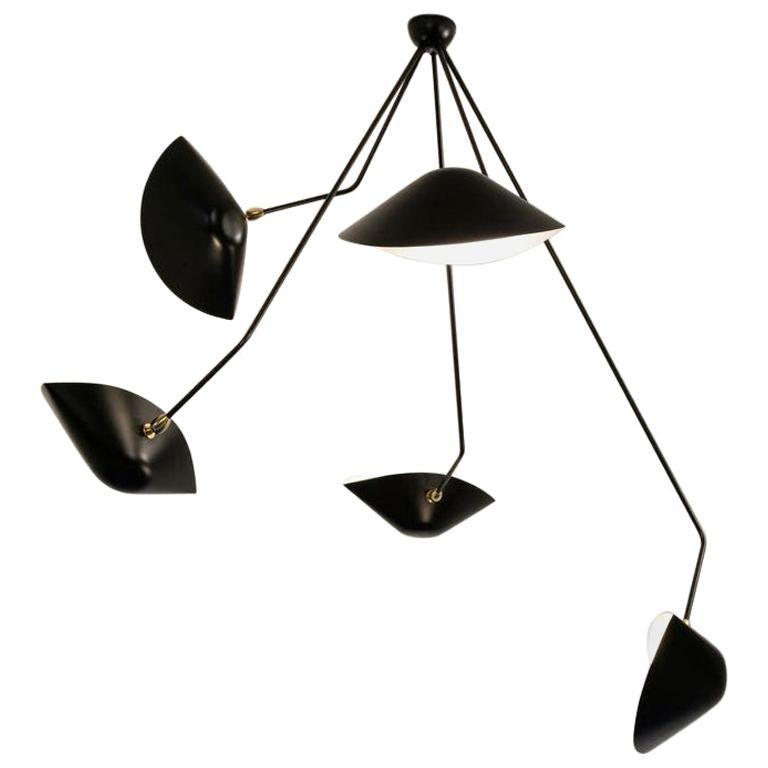 Serge Mouille Spider Five Broken Arms Ceiling Lamp For Sale