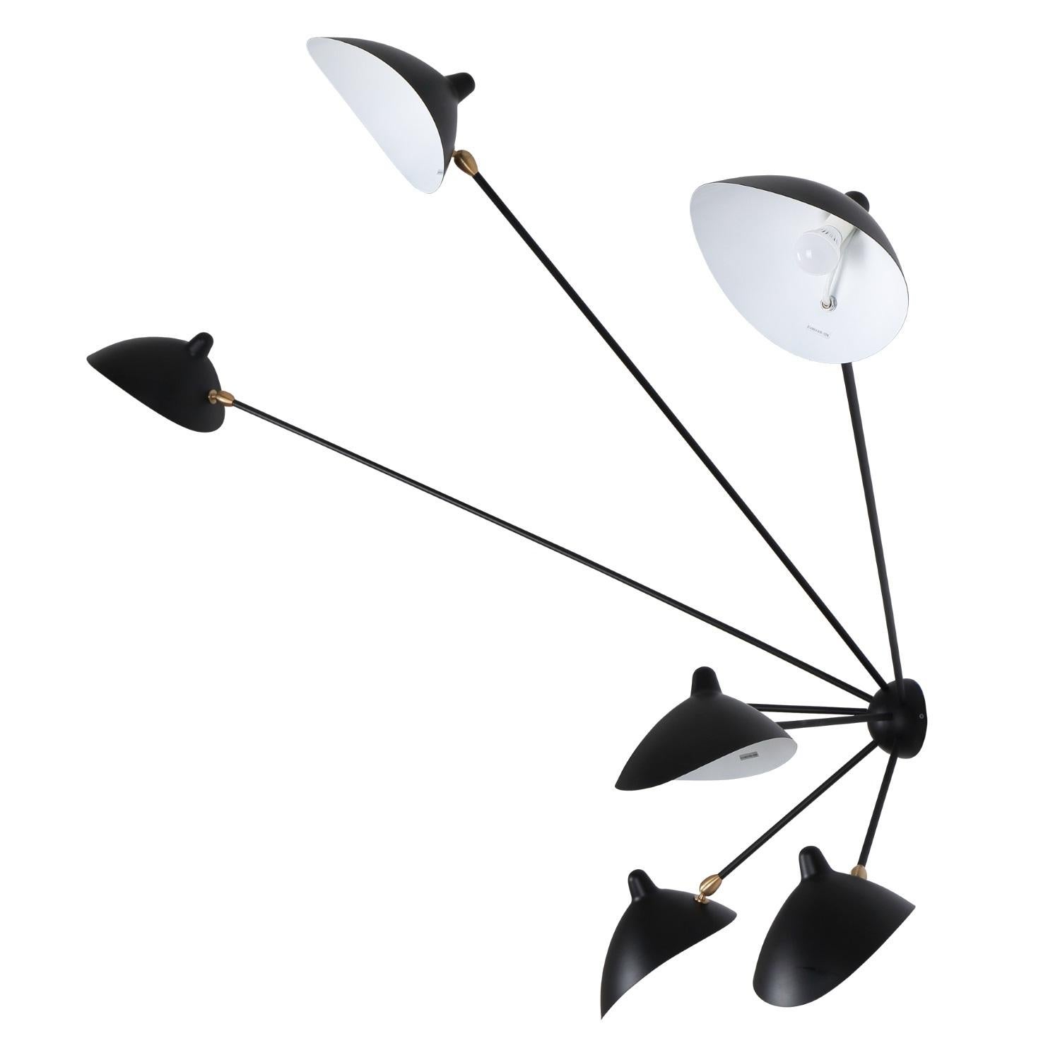 Painted Serge Mouille - Spider Sconce with 7 Arms in Black or White For Sale