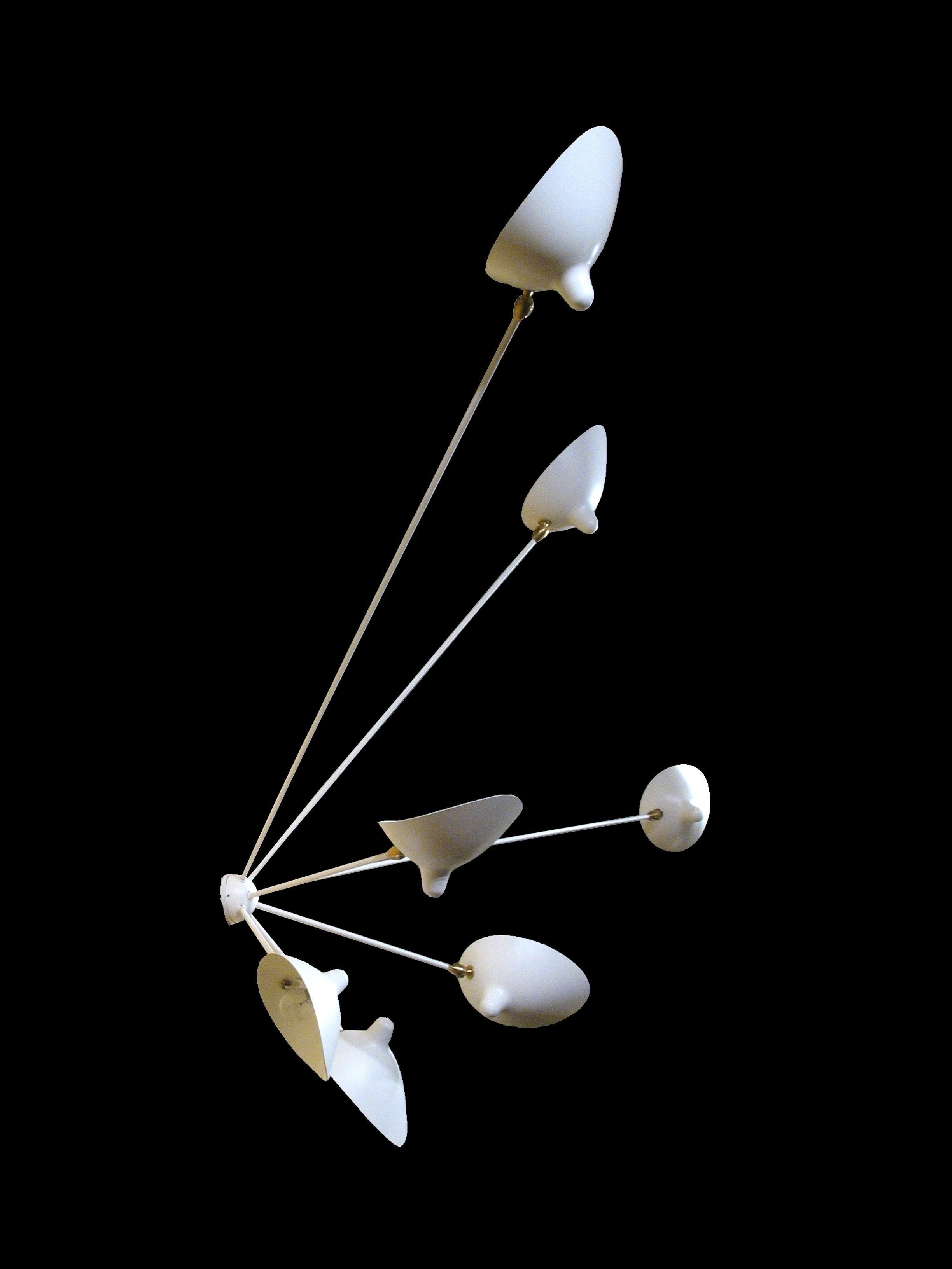 Mid-Century Modern Serge Mouille - Spider Sconce with 7 Arms in White or Black For Sale