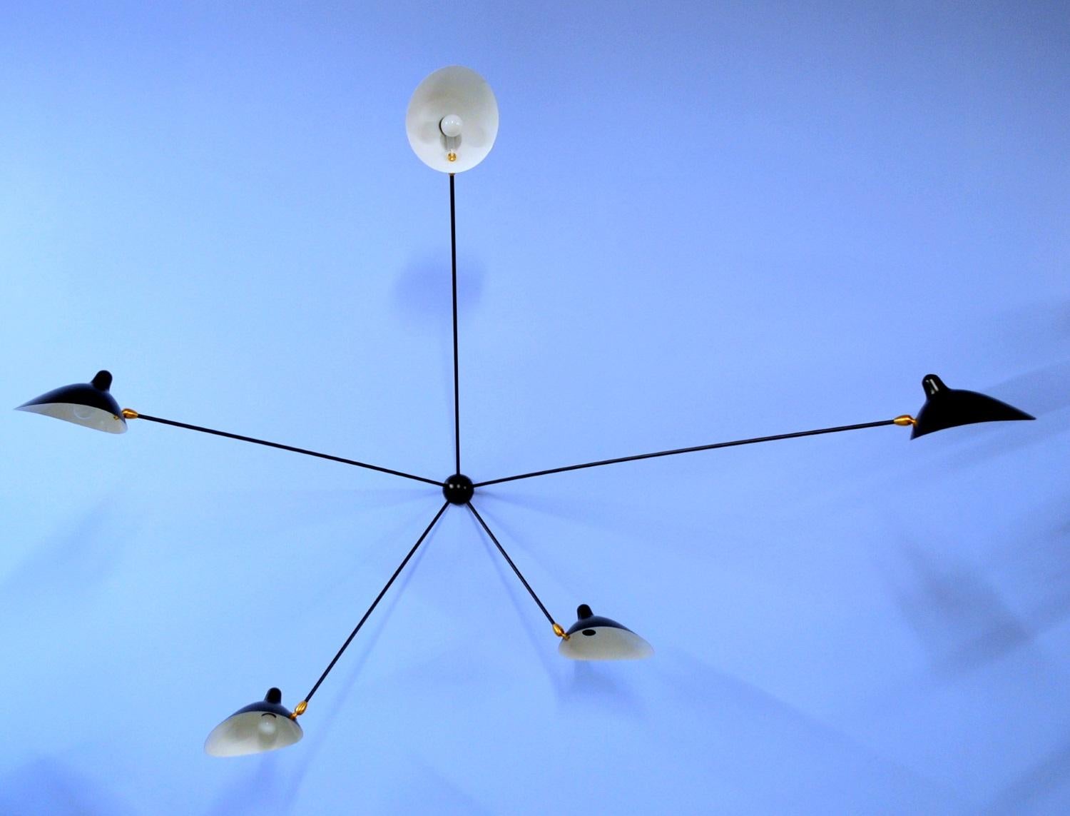 Mid-Century Modern Serge Mouille - Spider Sconce with 5 Arms in Black or White For Sale