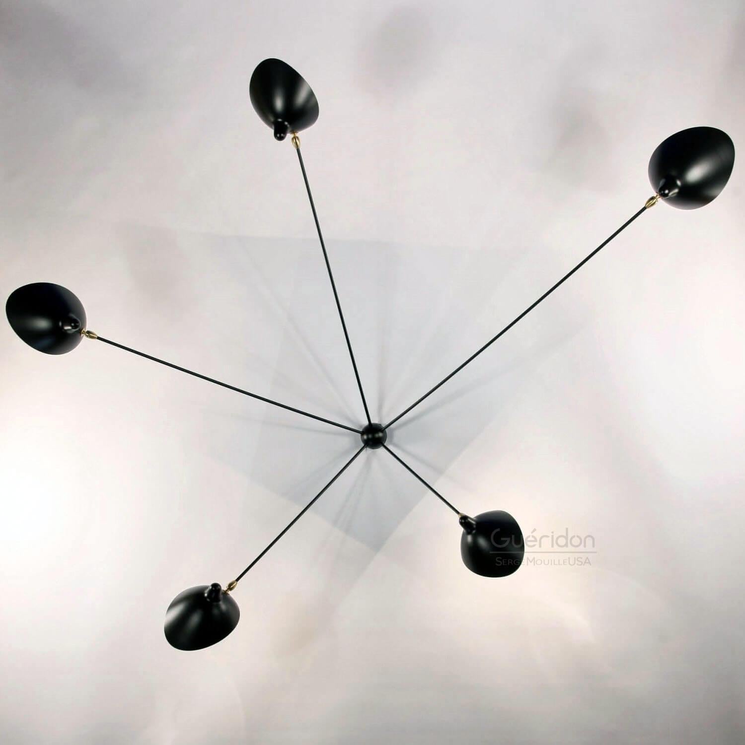 Painted Serge Mouille - Spider Sconce with 5 Arms in Black or White For Sale