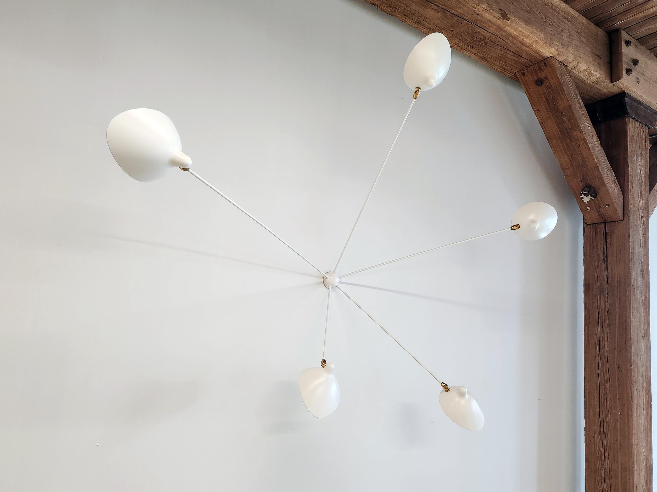 Contemporary Serge Mouille - Spider Sconce with 5 Arms in Black or White For Sale