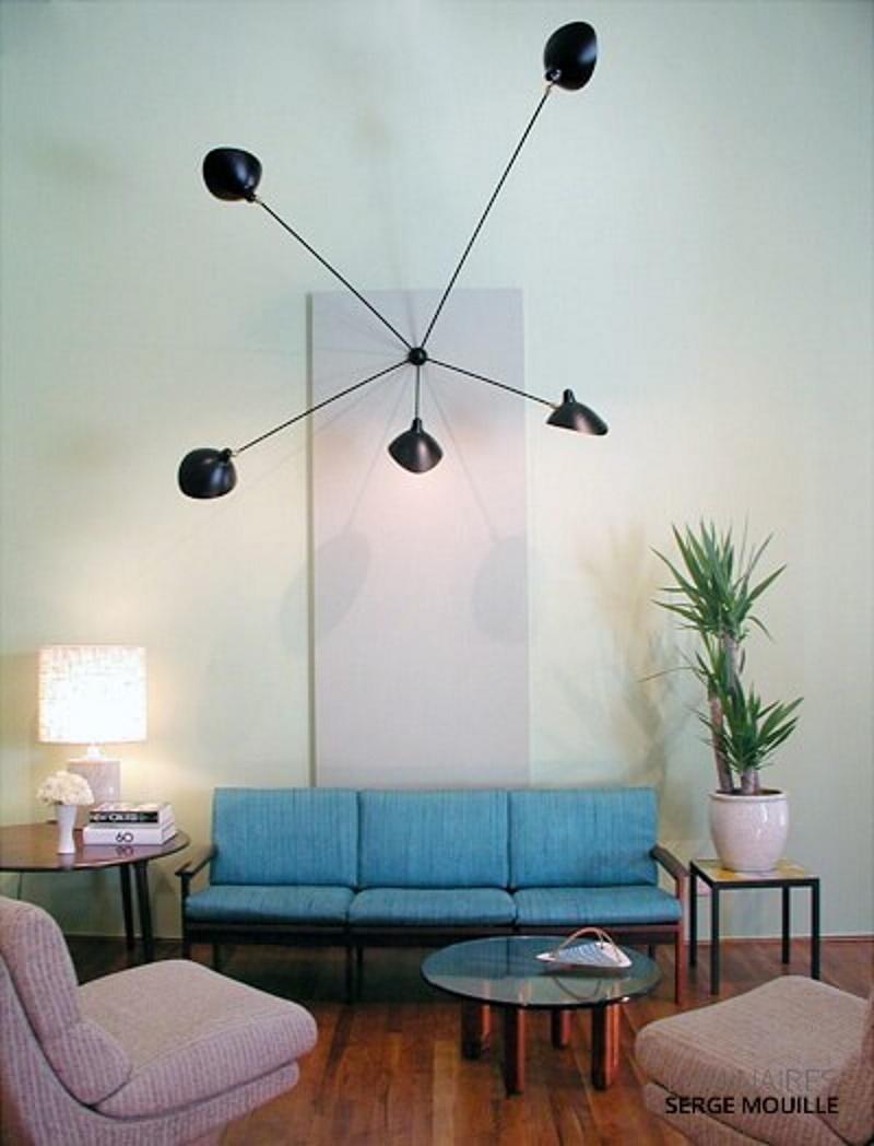 Serge Mouille Spider Sconce Five Arms in Black, in Stock In New Condition In Stratford, CT
