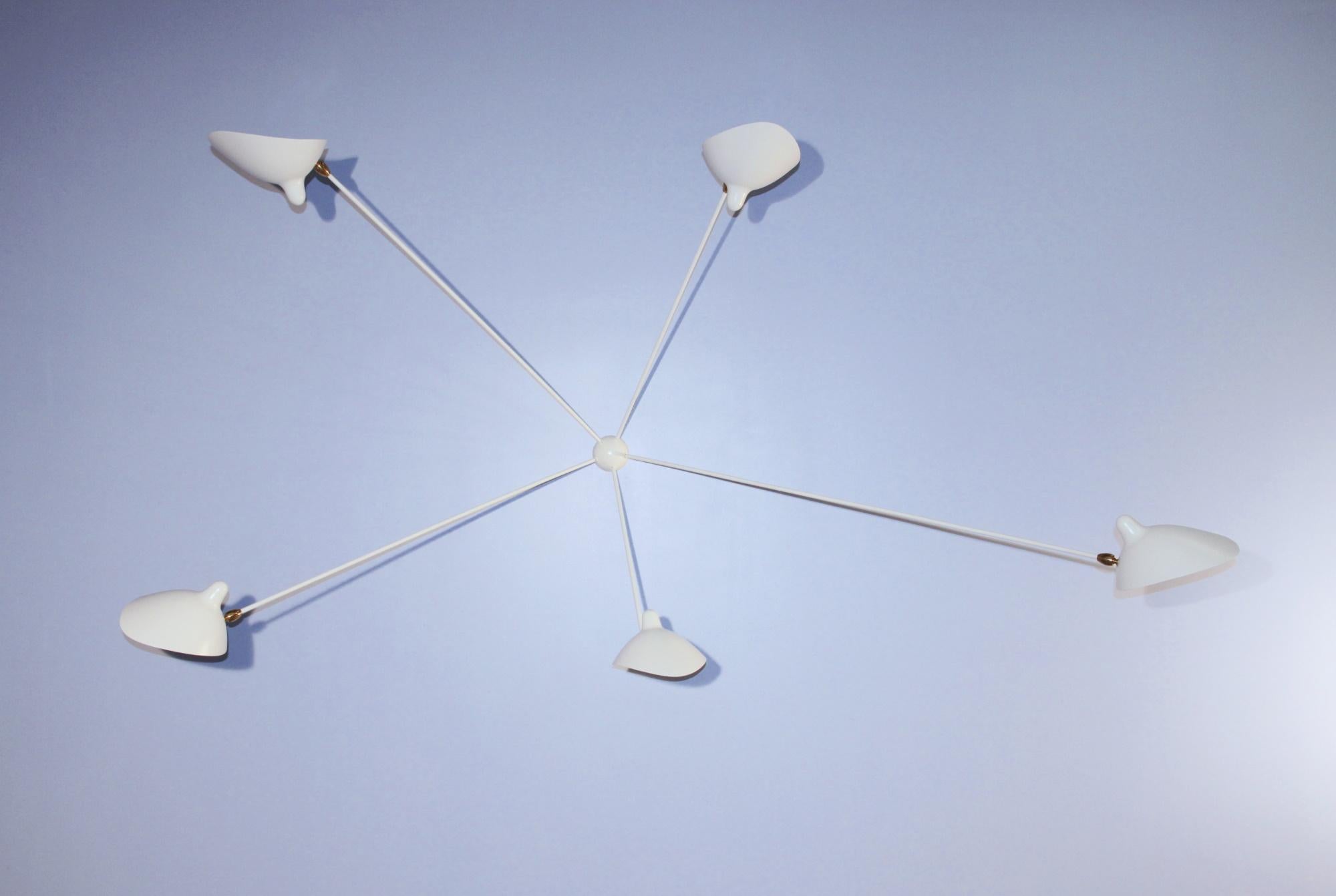 Serge Mouille - Spider Sconce with Five Arms in White - IN STOCK! For Sale 2