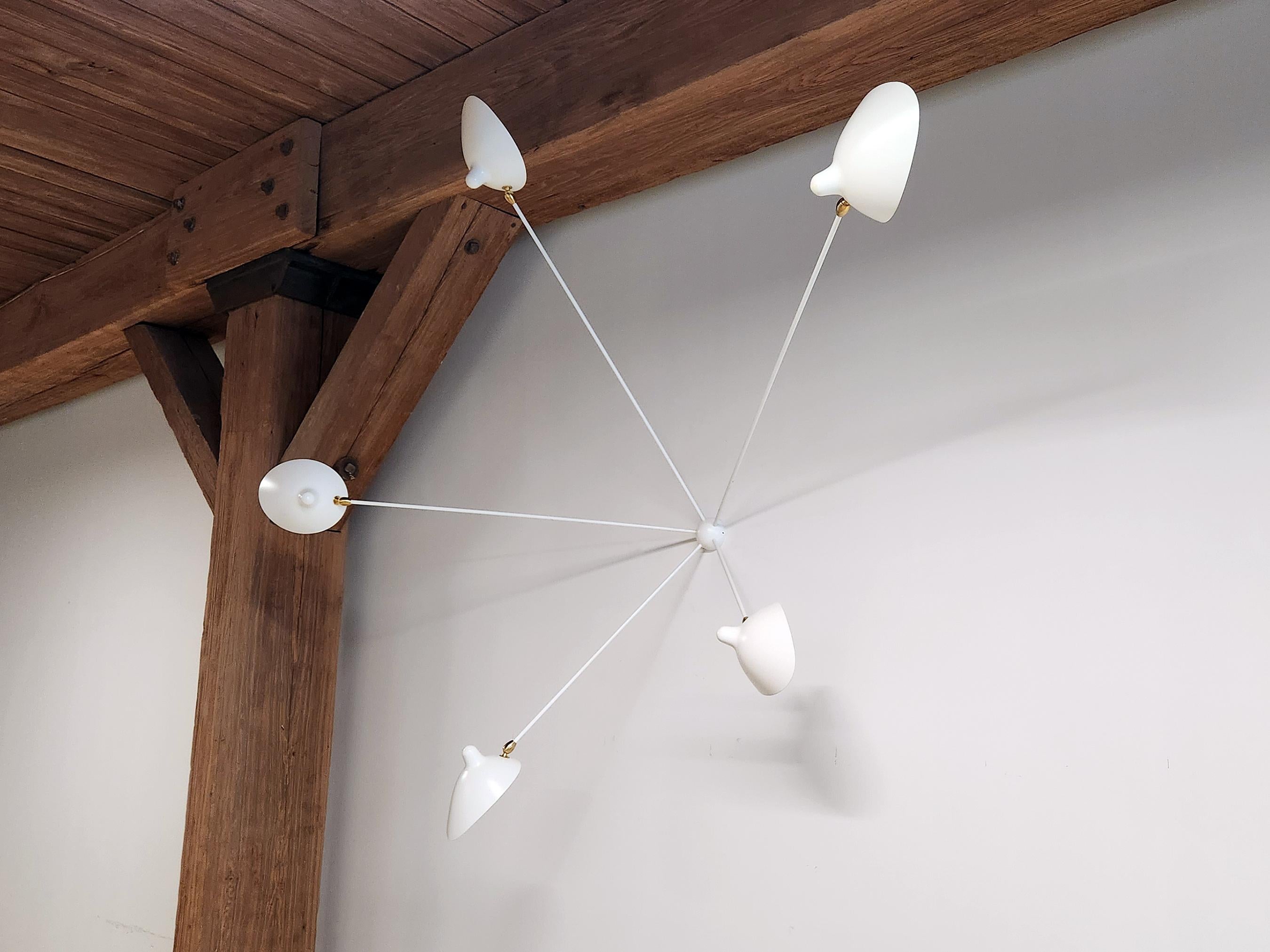 Mid-Century Modern Serge Mouille - Spider Sconce Five Arms in White - IN STOCK! For Sale