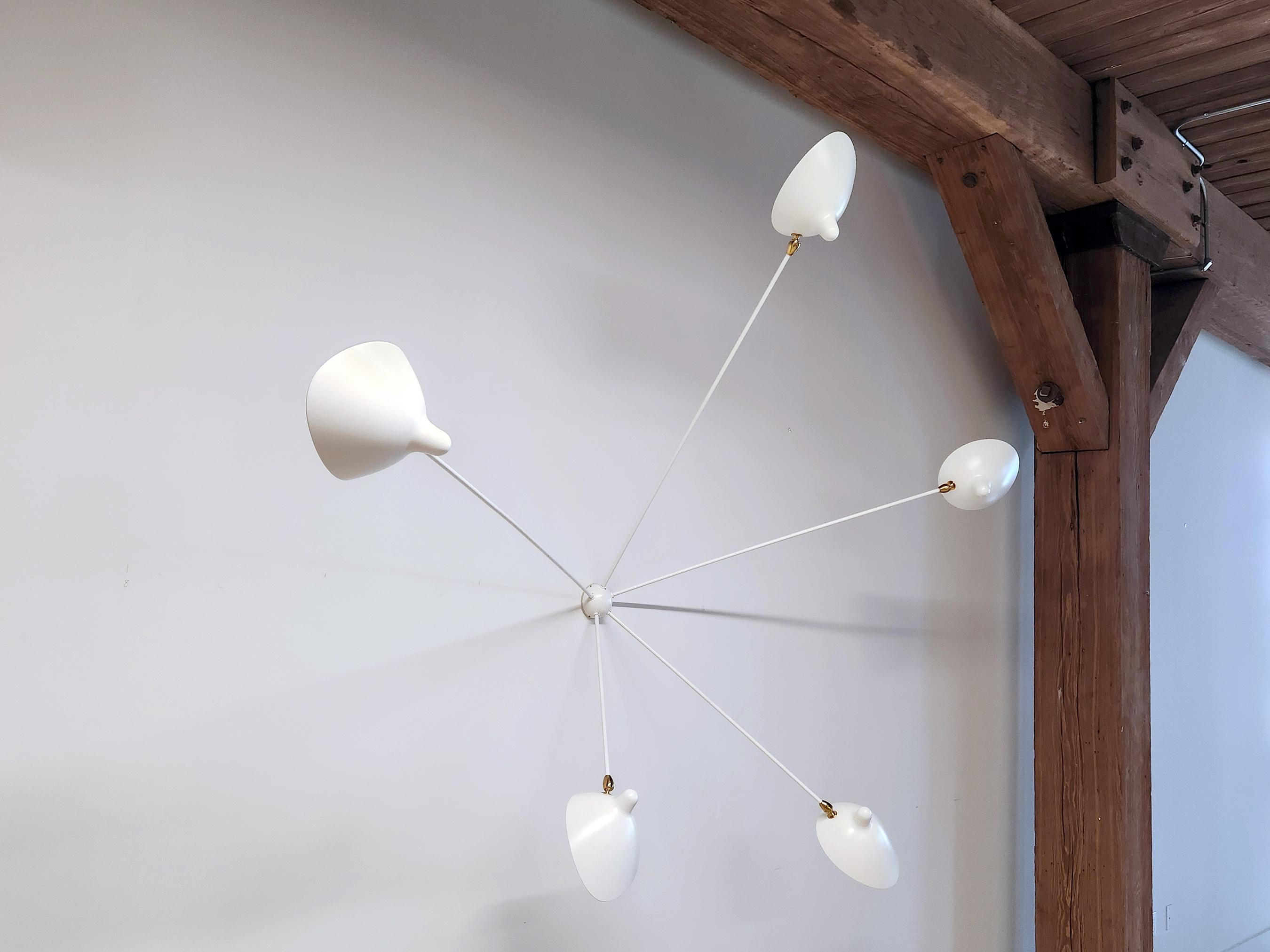 French Serge Mouille - Spider Sconce Five Arms in White - IN STOCK! For Sale