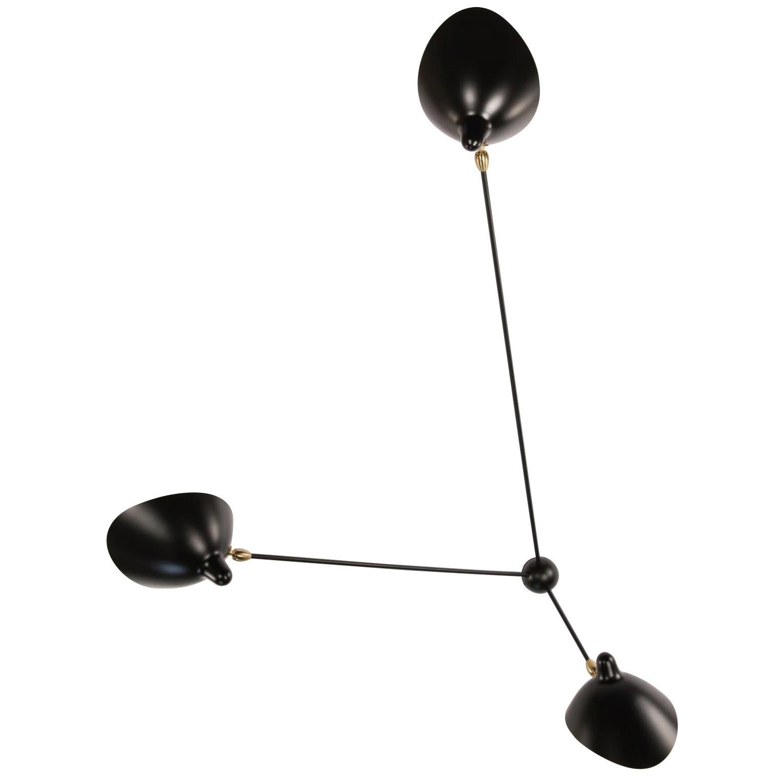 Serge Mouille Spider Sconce Three-Arms in Black 