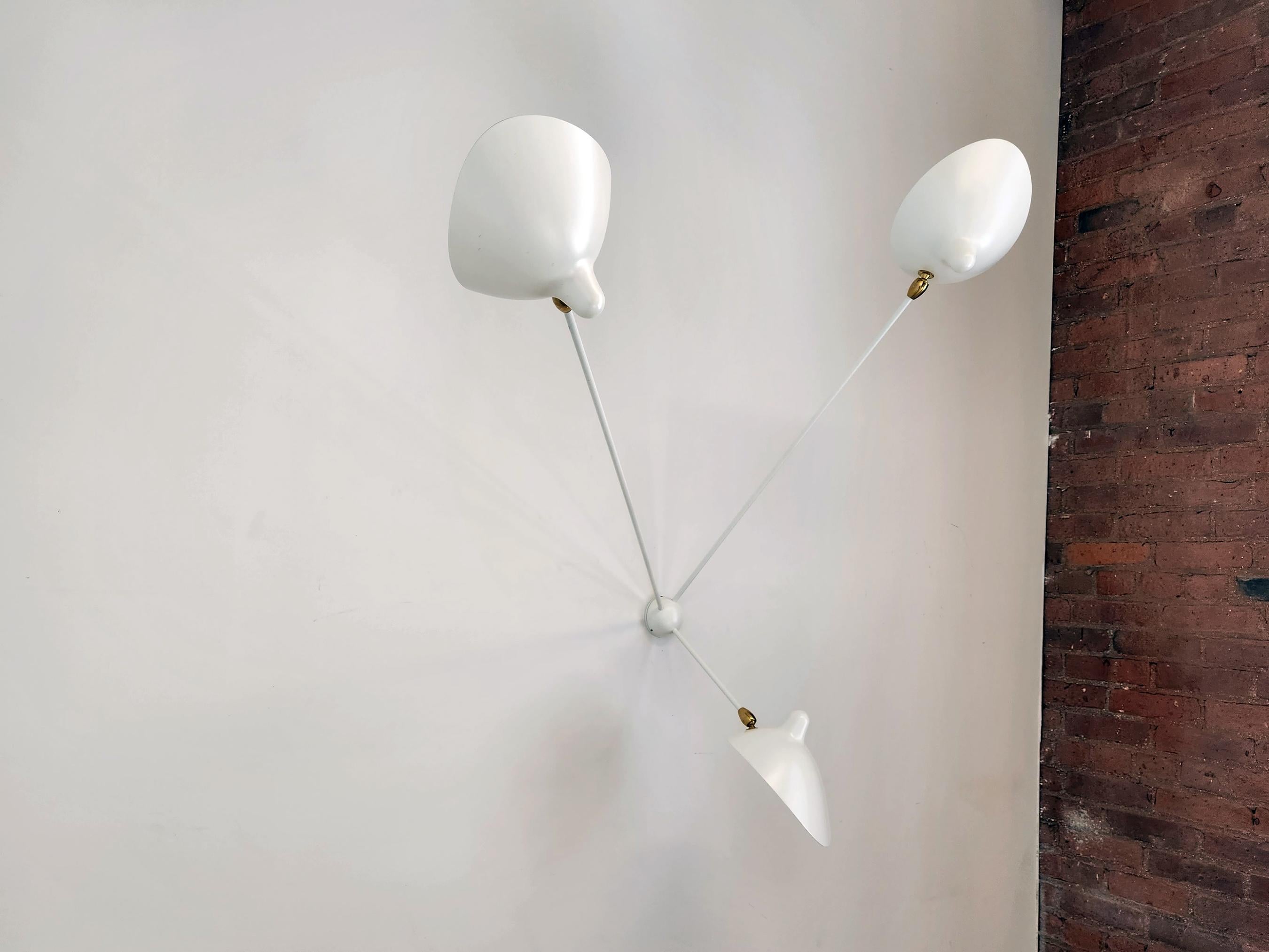Contemporary Serge Mouille - Spider Sconce with Three Arms in White - IN STOCK! For Sale