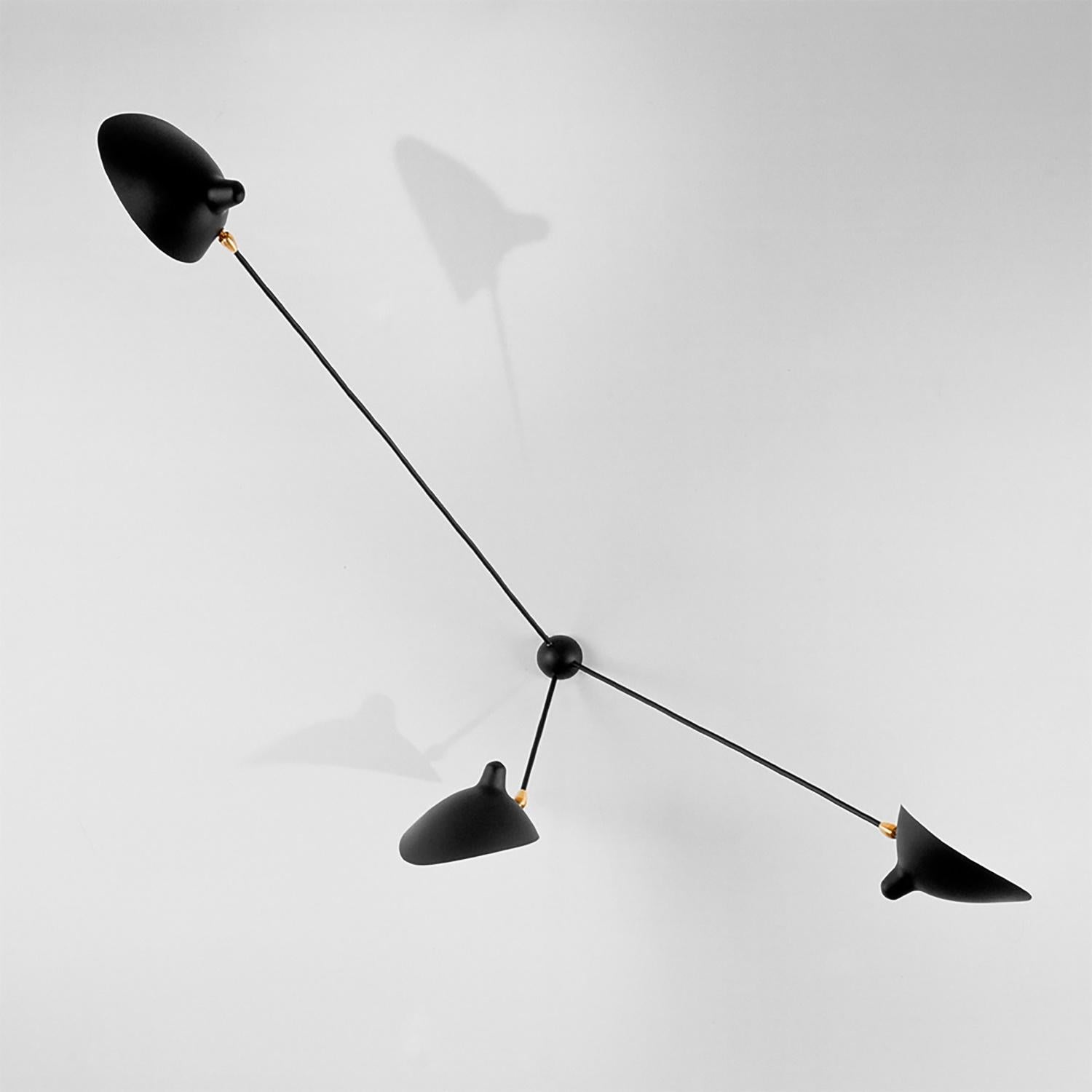 French  Serge Mouille - Spider Sconce with 3 Arms in Black - IN STOCK! For Sale