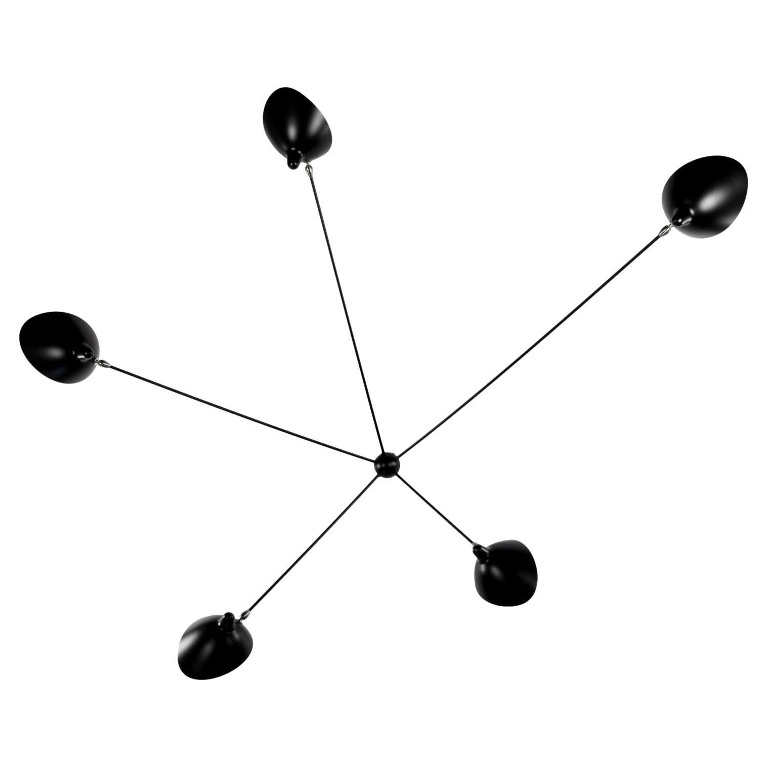 Serge Mouille - Spider Sconce with 5 Arms in Black - IN STOCK! For Sale