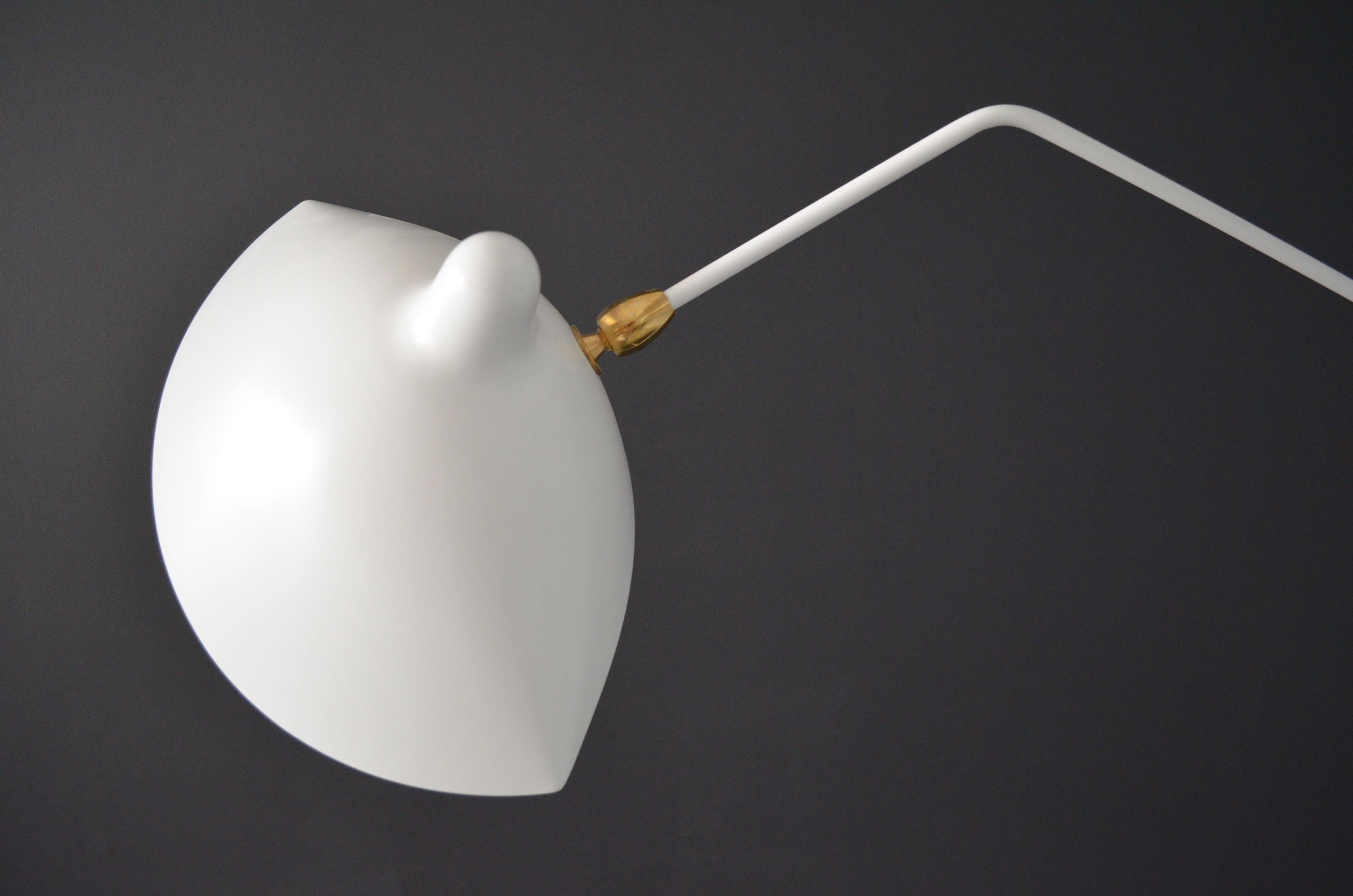 Painted Serge Mouille - Floor Lamp with 3 Arms in White For Sale