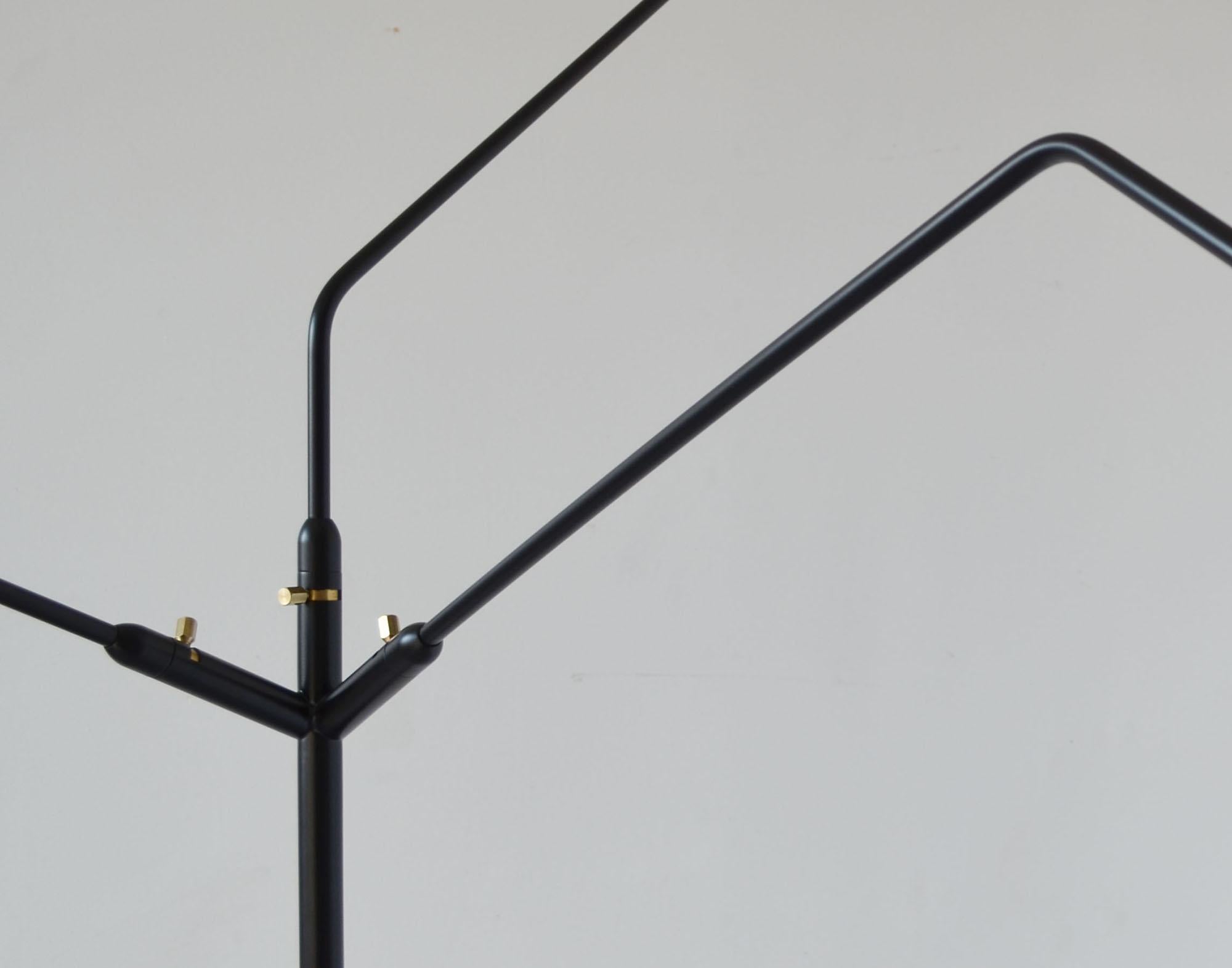 Serge Mouille - Floor Lamp with 3 Arms in Black For Sale 4