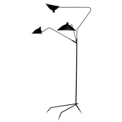 Serge Mouille Standing Lamp with Three Arms in Black, in Stock!