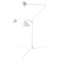 Serge Mouille Standing Lamp with Three Arms in White