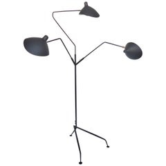 Serge Mouille Style Three-Arm Floor Lamp with European Electrical Plug
