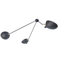 Serge Mouille Style Three-Light Ceiling Fixture or Wall Sconce