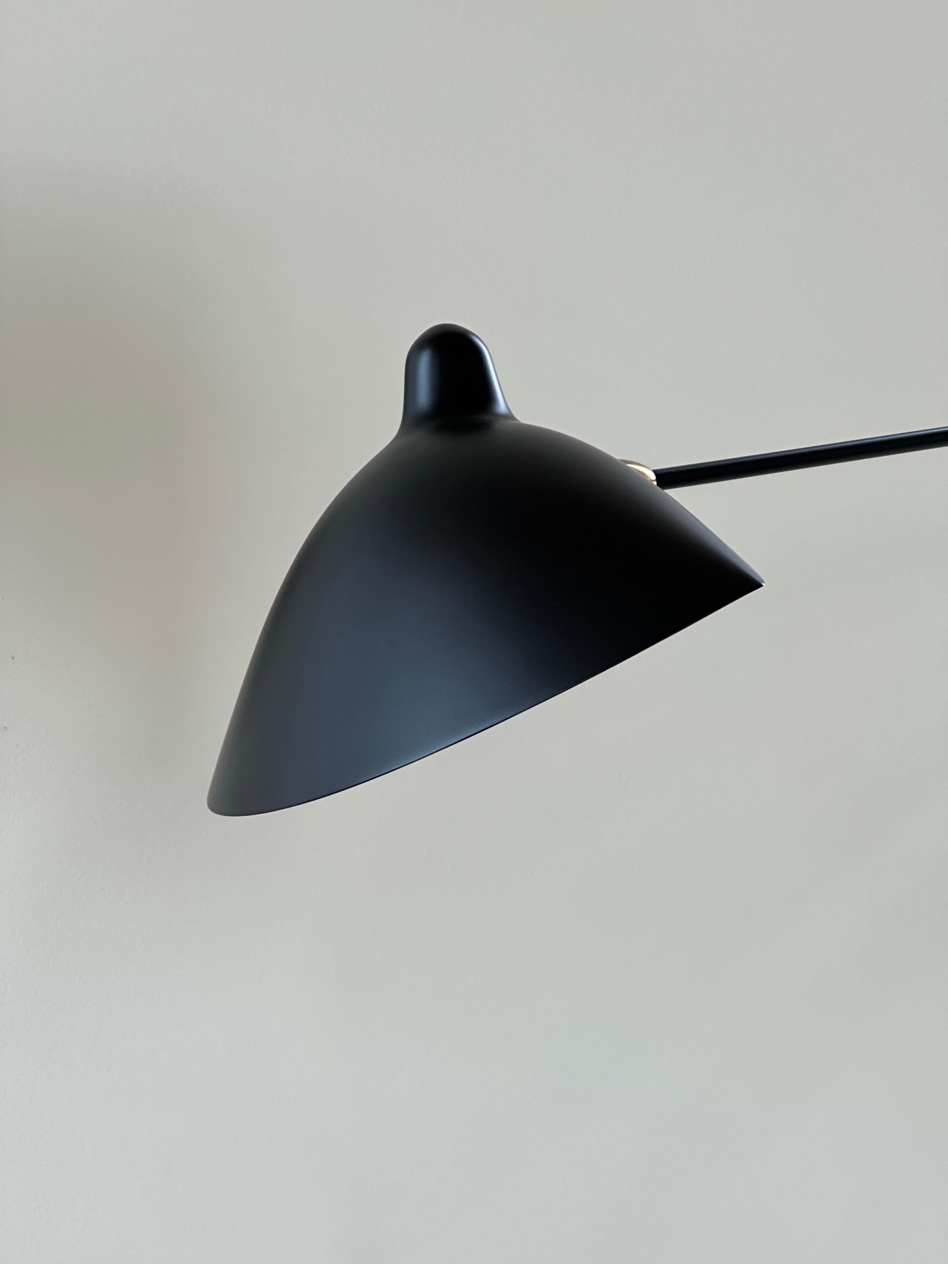 Serge Mouille Three-Arm Rotating Standing Lamp in Black In Excellent Condition In Kleinburg, ON
