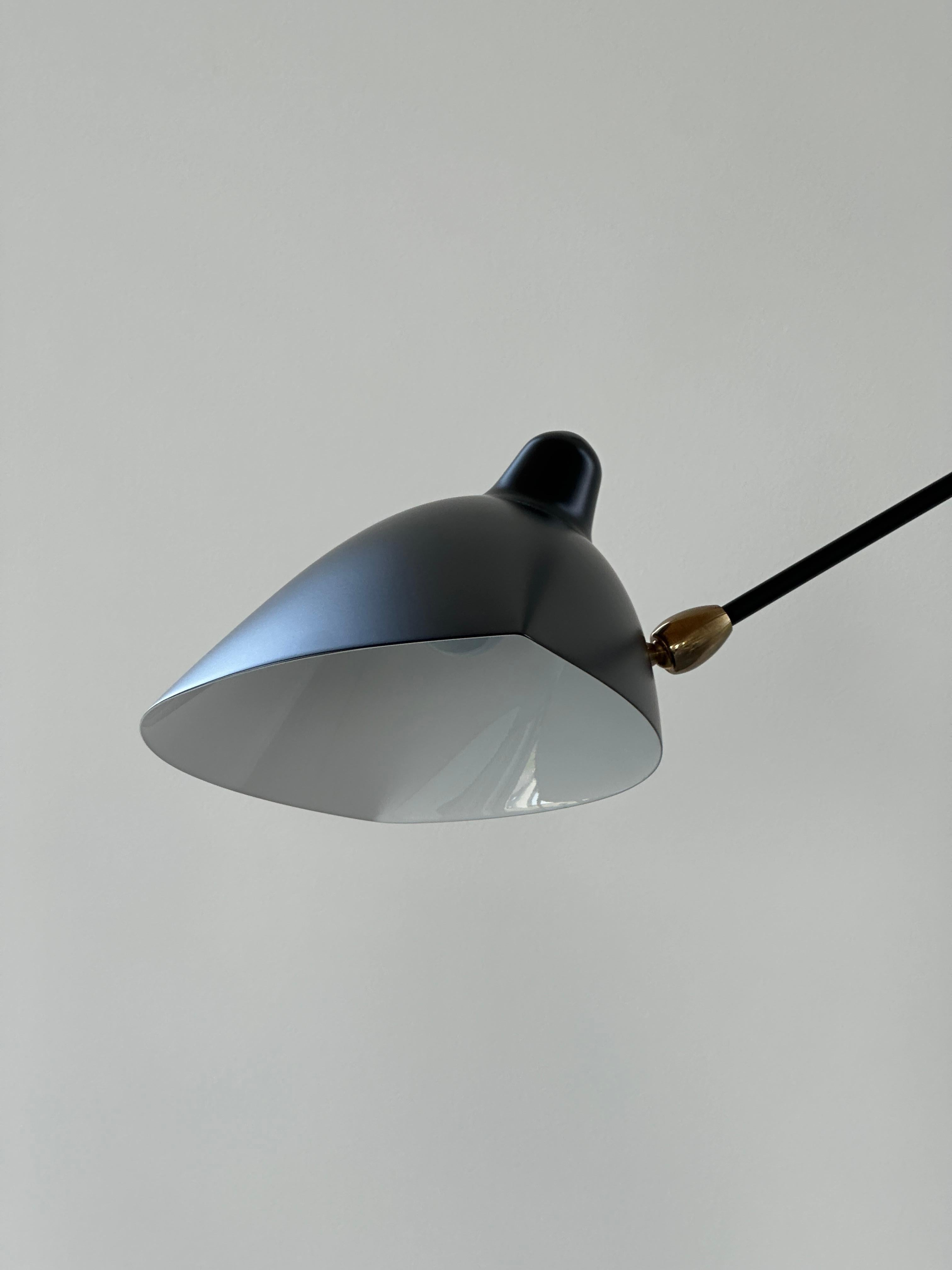 Mid-20th Century Serge Mouille Three-Arm Rotating Standing Lamp in Black