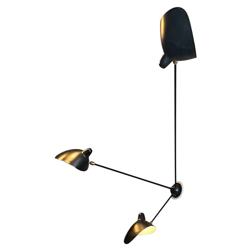 Serge Mouille Three-Armed Wall Light For Sale