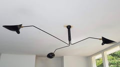 Serge Mouille Three Rotating Arms Ceiling Lamp