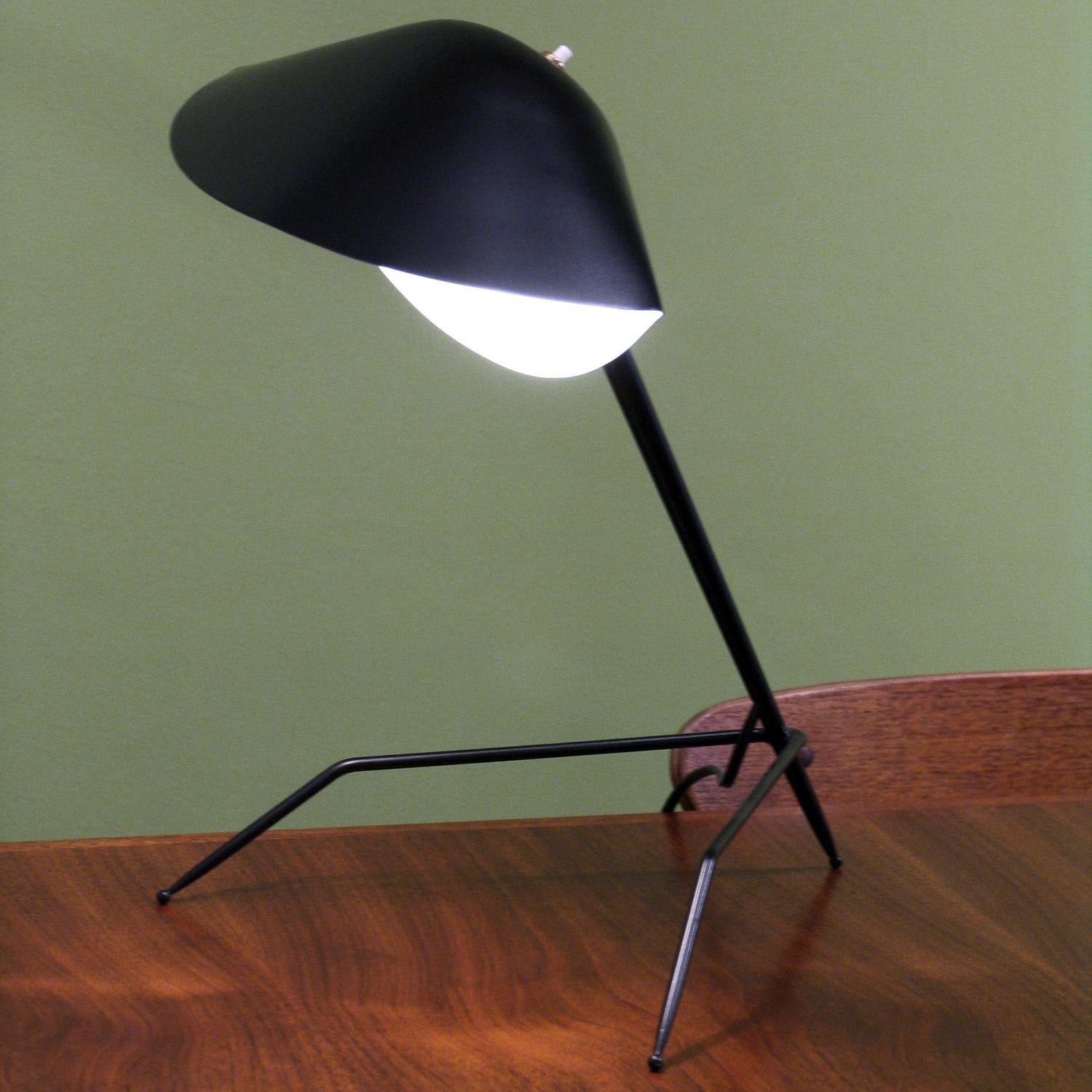 Mid-Century Modern Serge Mouille - Tripod Desk Lamp in Black - IN STOCK! For Sale
