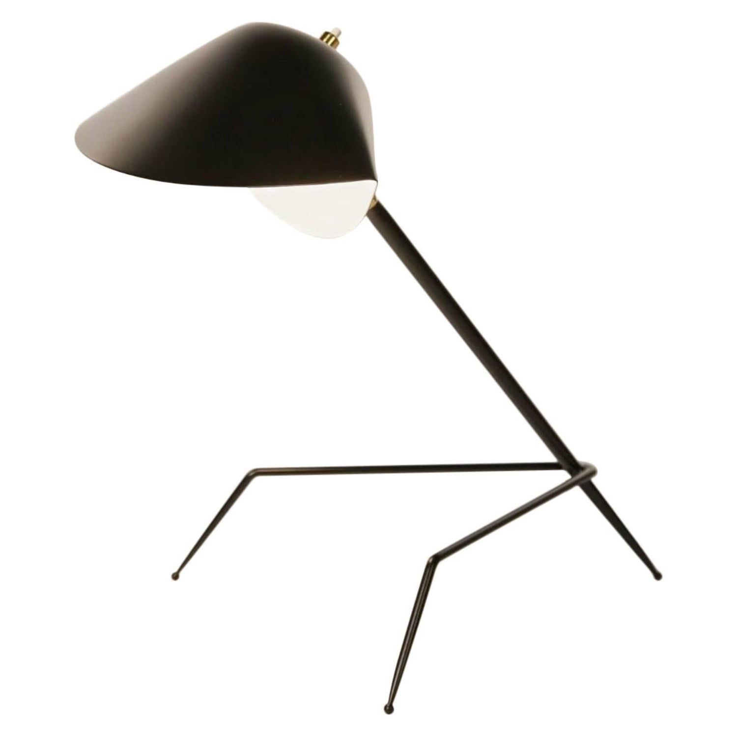 Serge Mouille Tripod Desk Lamp in Black