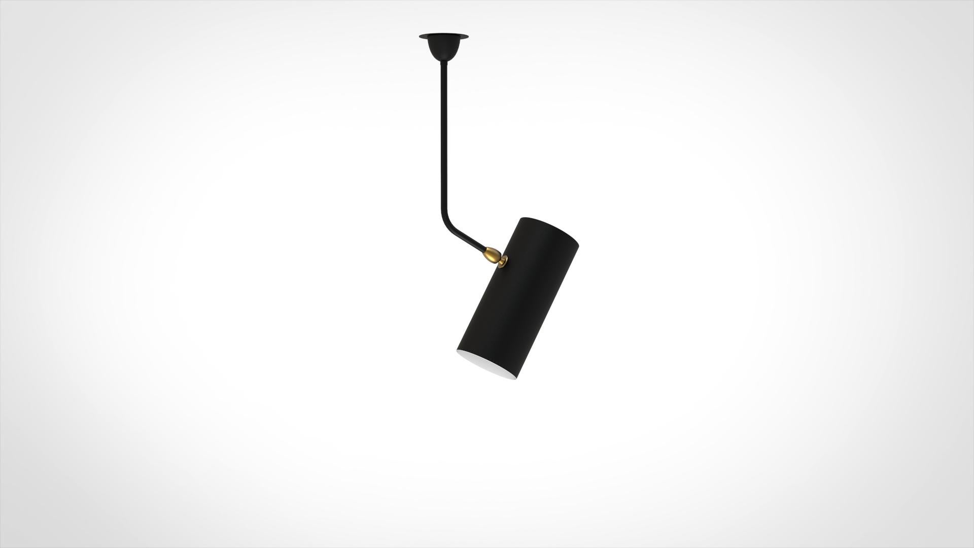 Aluminum Serge Mouille 'Tuyau' Ceiling Lamp in Black For Sale