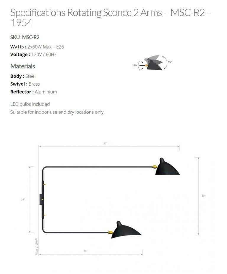 Aluminum Serge Mouille Two-Arm Rotating Sconce