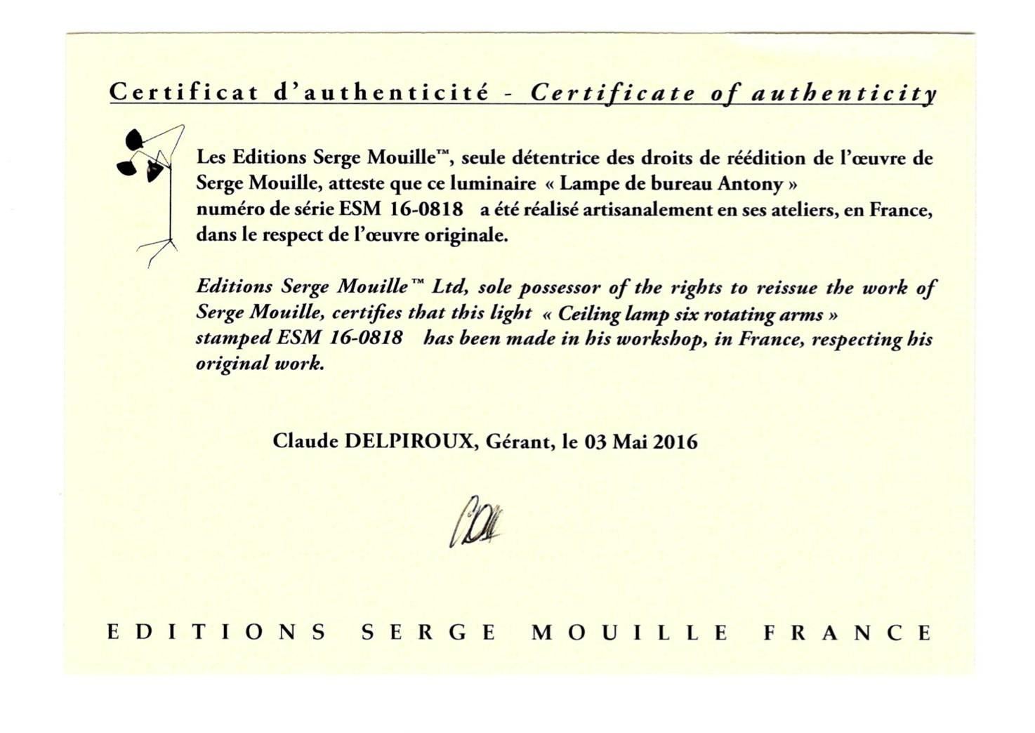 Serge Mouille Blanco Lámpara de pared de cinco brazos rectos giratorios Re-edición en Nuevo estado para la venta en Barcelona, Barcelona