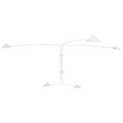 Serge Mouille White Five Rotating Straight Arms Wandleuchte Re-Edition