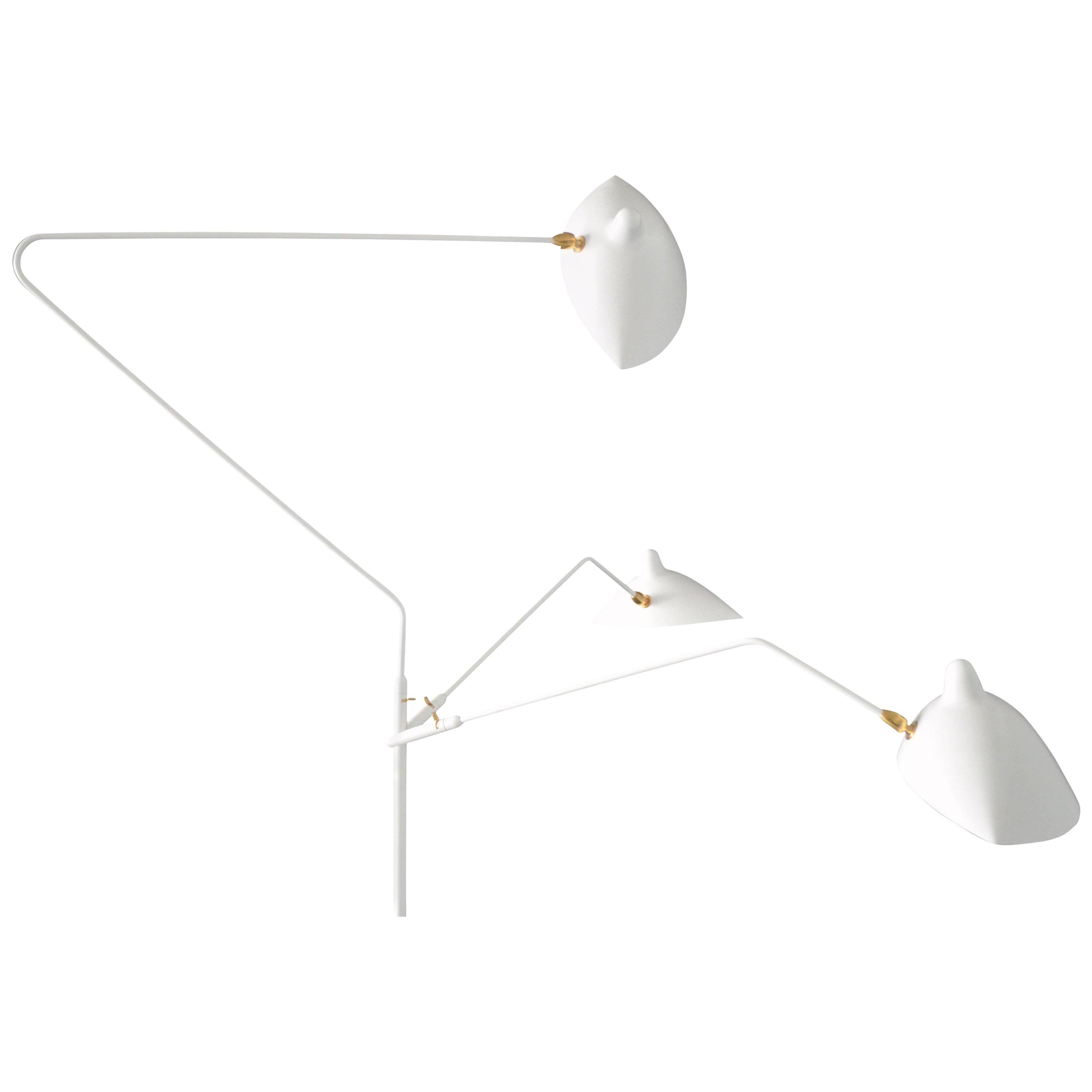 Serge Mouille - White Floor Lamp with 3 Arms - Ships from NY!