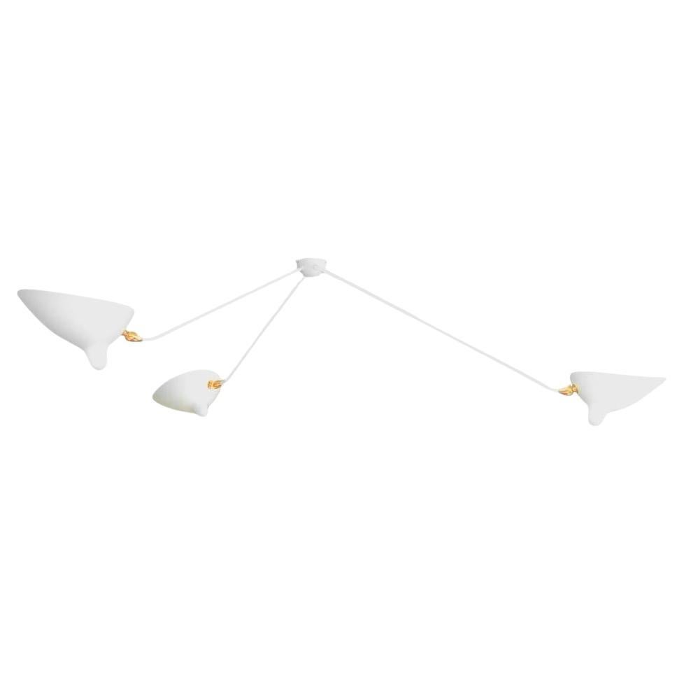 Serge Mouille - White or Black Spider Ceiling Lamp with 3 Arms For Sale