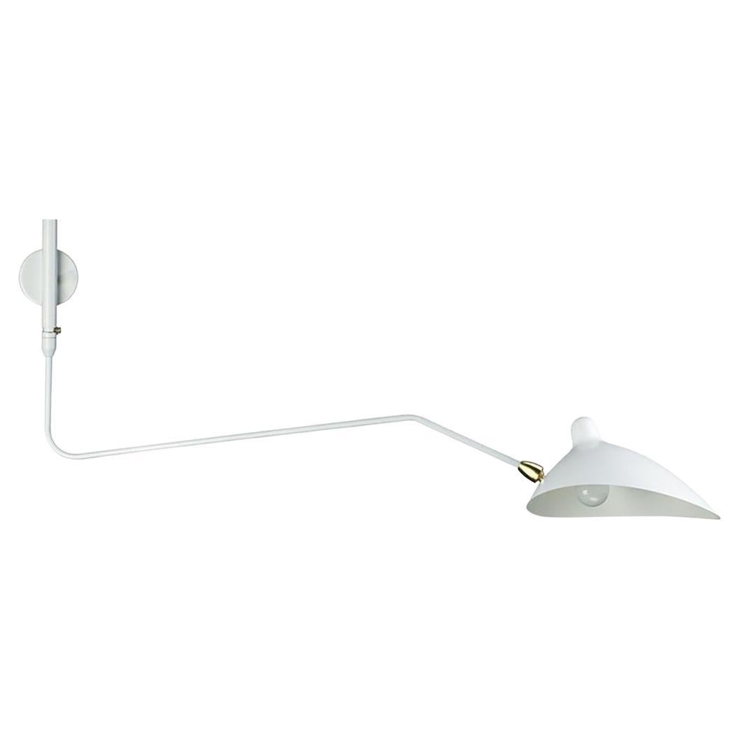 Serge Mouille - White Rotating Sconce with 1 Curved Arm  For Sale