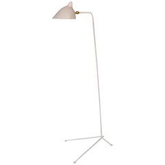 Serge Mouille Mid-Century Modern White One-Arm Standing Lamp 